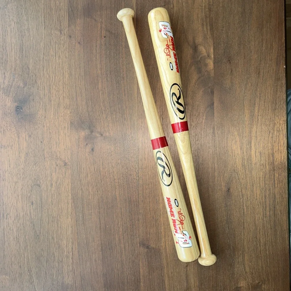 Vintage 1998 Rawlings Mark McGwire Single Season Home Run Record Mini Bat Pair